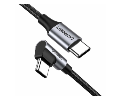 Kabel USB UGREEN Kabel USB-C do USB-C kątowy 	US255 QC 3.0 PD 3A 60W 1m czarn